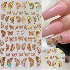 1 шт. голографические 3D наклейки-бабочки для дизайна ногтей клейкие слайдеры Красочные золотые переводные наклейки для ногтей сделай сам Фольга Обертывания украшения