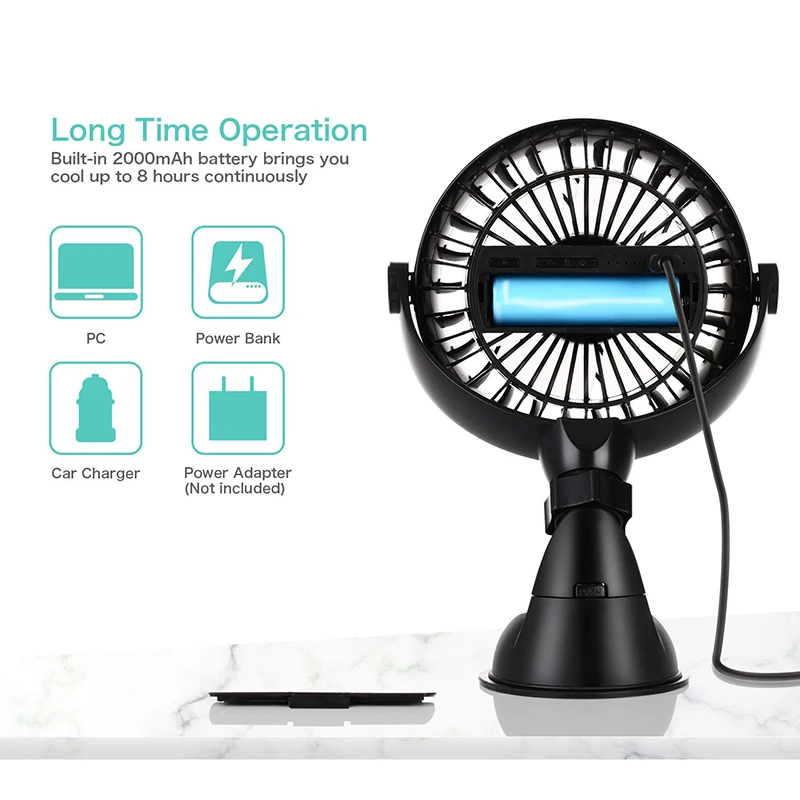 Работающий от батареи кухонный вентилятор с присоской емкость перезаряжаемый