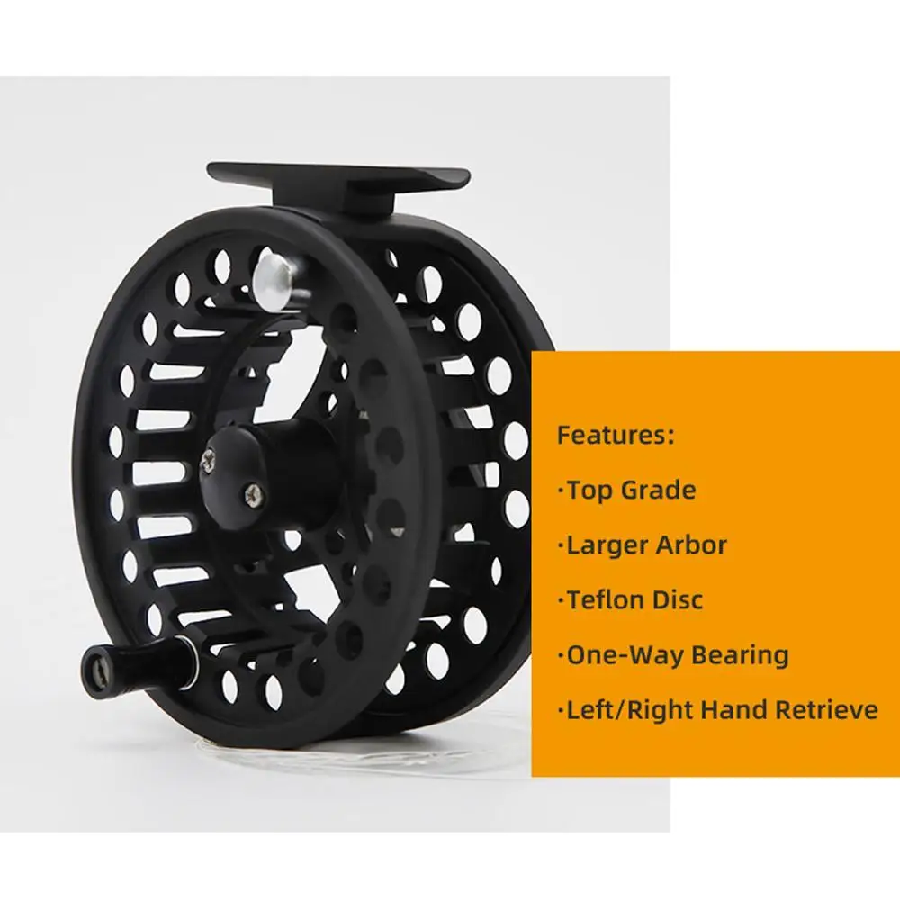 ANGLER DREAM Fishing 1/2 3/4 5/6 7/8WT Aluminum Fly Fishing Reel Black Adjustable Drag Large Arbor Right or Left-Handed Fly Reel