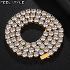 Хип-хоп 1 ряд теннисная цепочка AAA CZ камень 3456 мм шикарные леденцовые золотые серебряные цветные кубические циркониевые ожерелья для мужчин ювелирные изделия