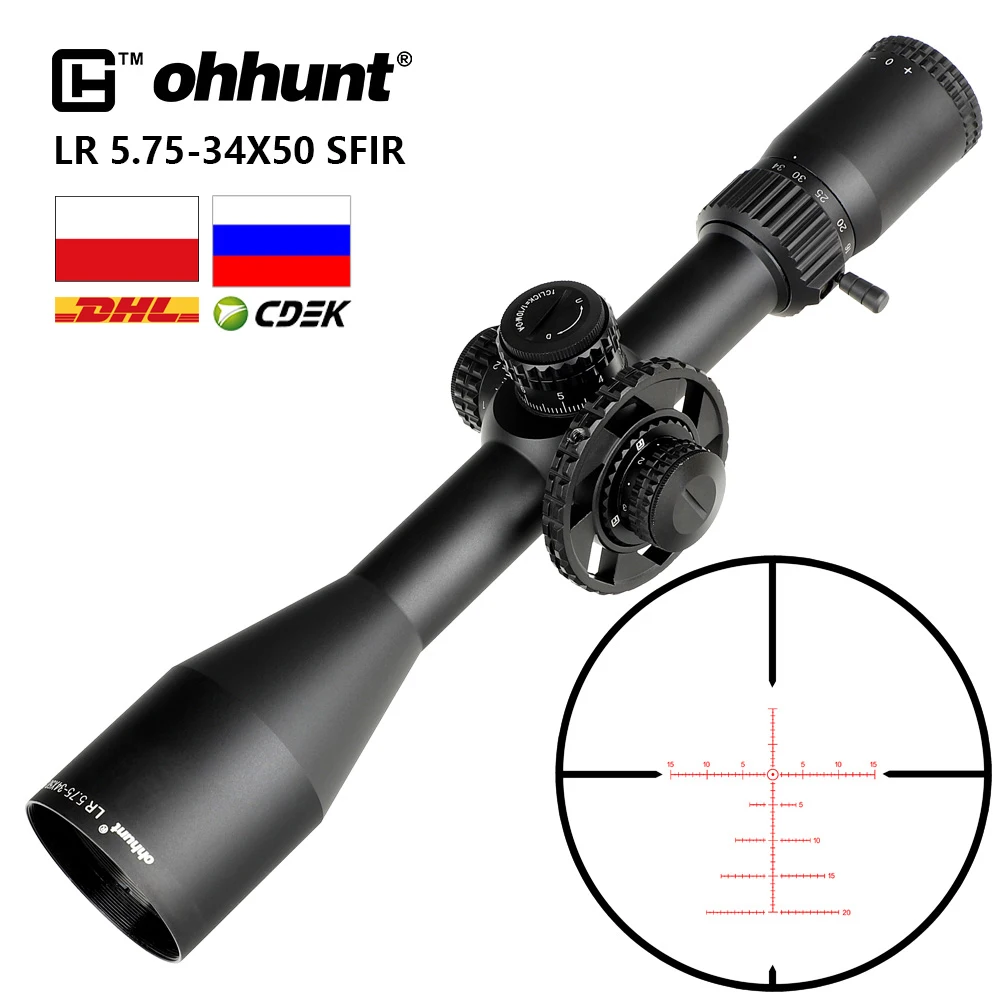 Ohhunt LR 5 75-34x50 SFIR охотничий прицел боковой Параллакс мил-дот стеклянная