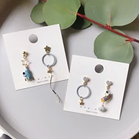 linmouge 2021 new personality astronaut asymmetry small earrings for women round fashion geometry sweet cute jewelry gifts ef116