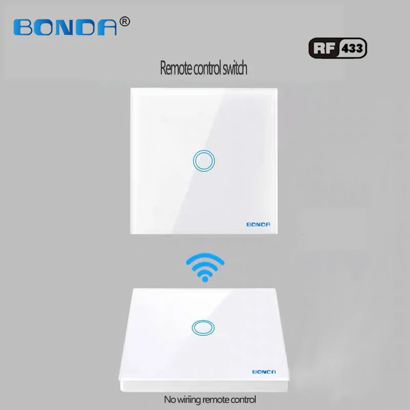 Настенный сенсорный выключатель BONDA европейский стандарт 1 клавиша 2-сторонняя