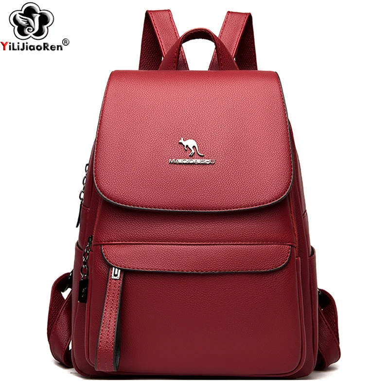 

Women Backpack Elegant Dayback Soft Leather Backpacks Female Shoulder Bag Designer Large Capacity Back pack for Girls School Bag