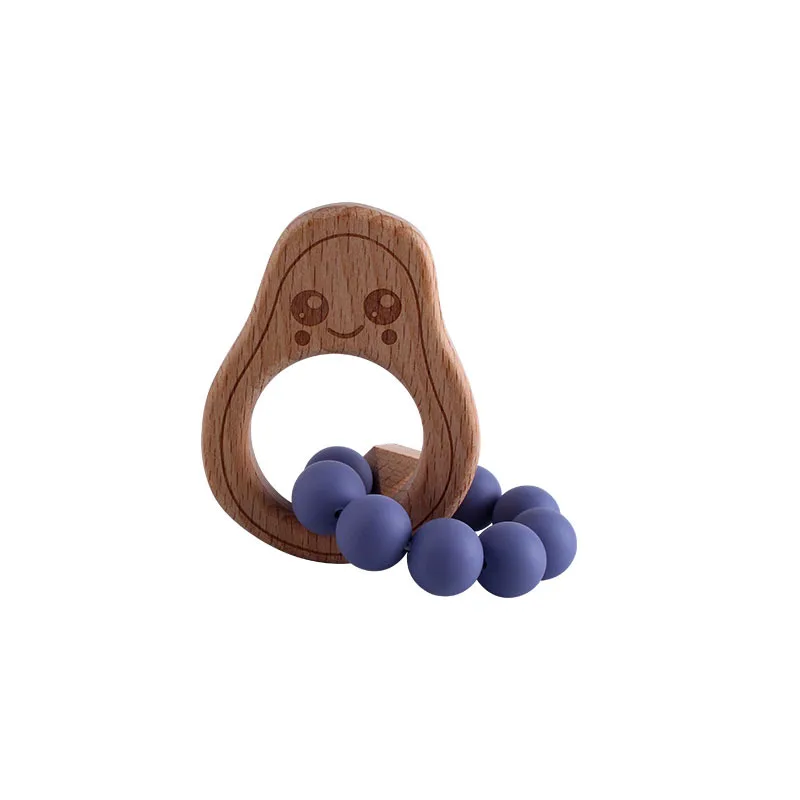 Mordedor de madera de haya con dibujos animados para beb&eacute;, juguete de dentici&oacute;n de beb&eacute;, mordedor de lactancia de haya para dientes, mordedor de Cuidado Oral para ni&ntilde;o y ni&ntilde;a-3