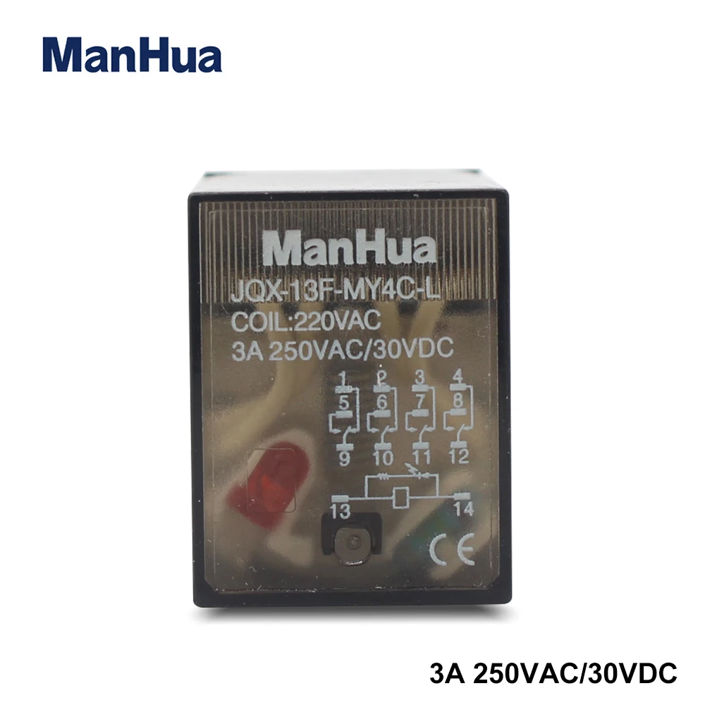Manhua 10A 250VAC/30VDC светодиодный JQX 13F MY4C L реле общего назначения|Реле| |