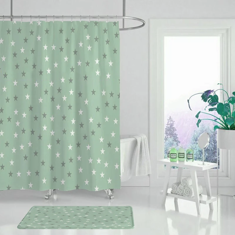 

Abstract geometric shower curtain rose shower curtain bathroom waterproof polyester lotus home bathroom curtain decoration