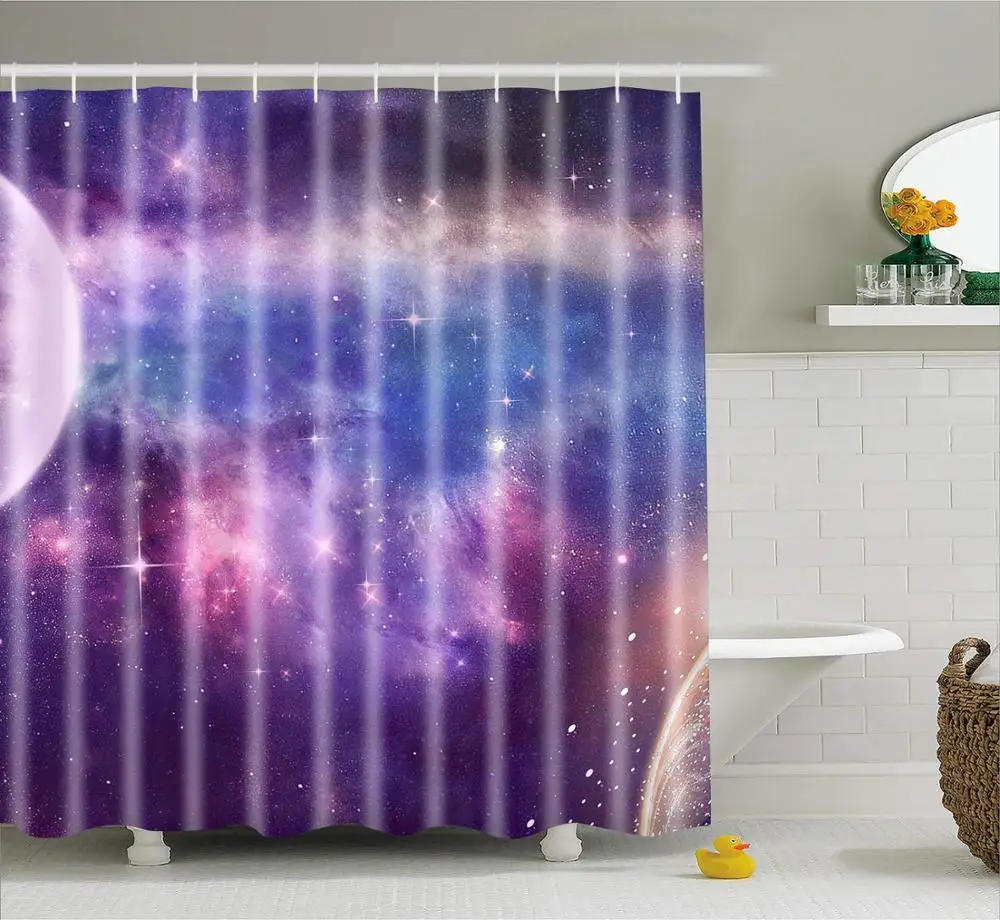 

Modern simplicity Galaxy Night Starry Sky Bath Curtain Waterproof polyester fabric Shower curtain 3D Blackout curtain bathroom