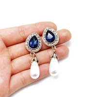 teardrop pearls earrings elegant rhinestones retro crystal party sweet