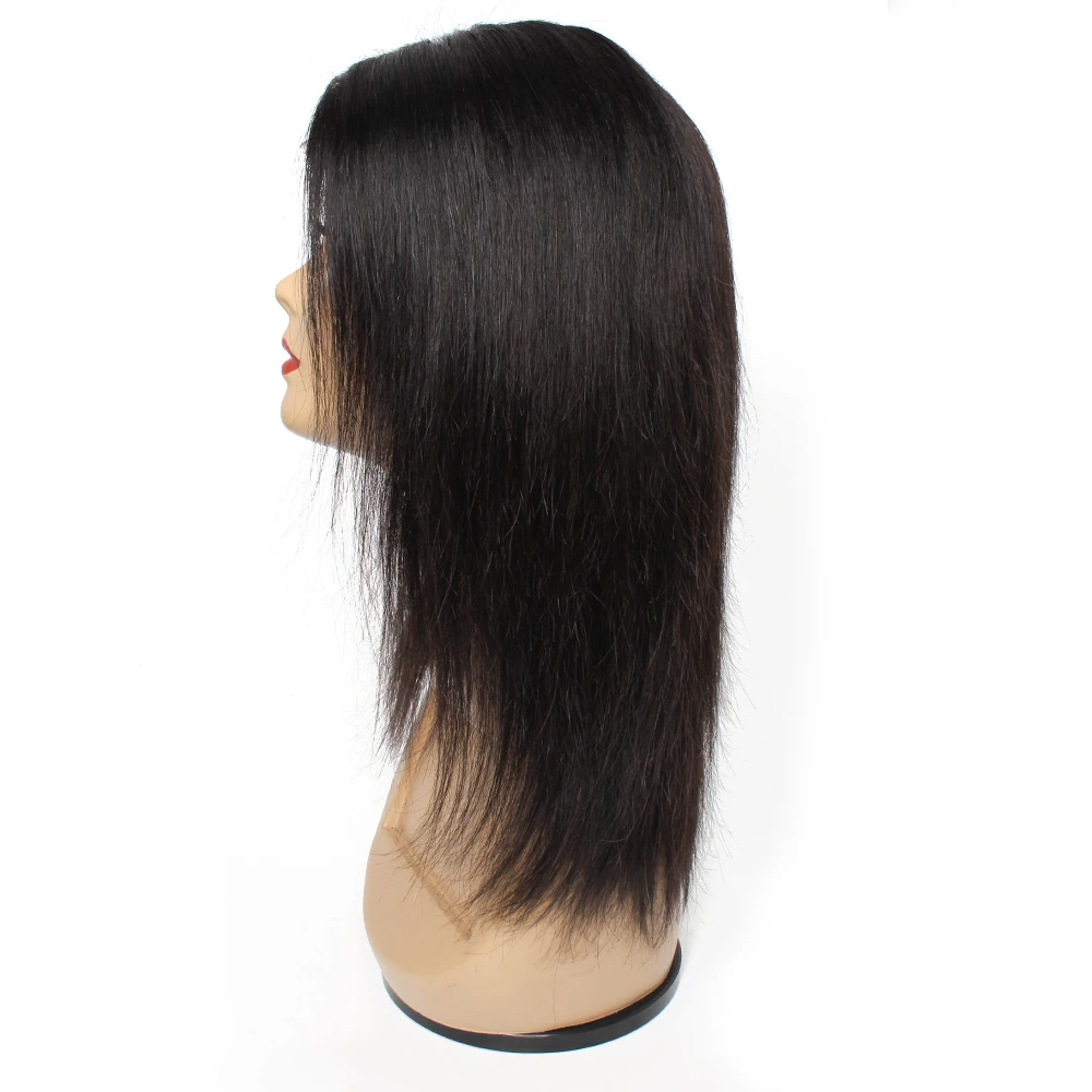 

Kisshair 4x4 lace wig black color straight human hair wigs non remy Brazilian human hair middle part lace front wig