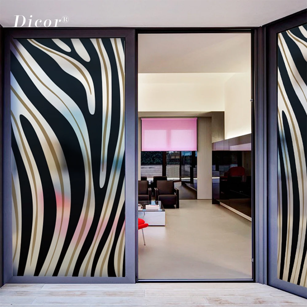 Модные полосы Зебра статические цепляться Декоративные Окна Пленка