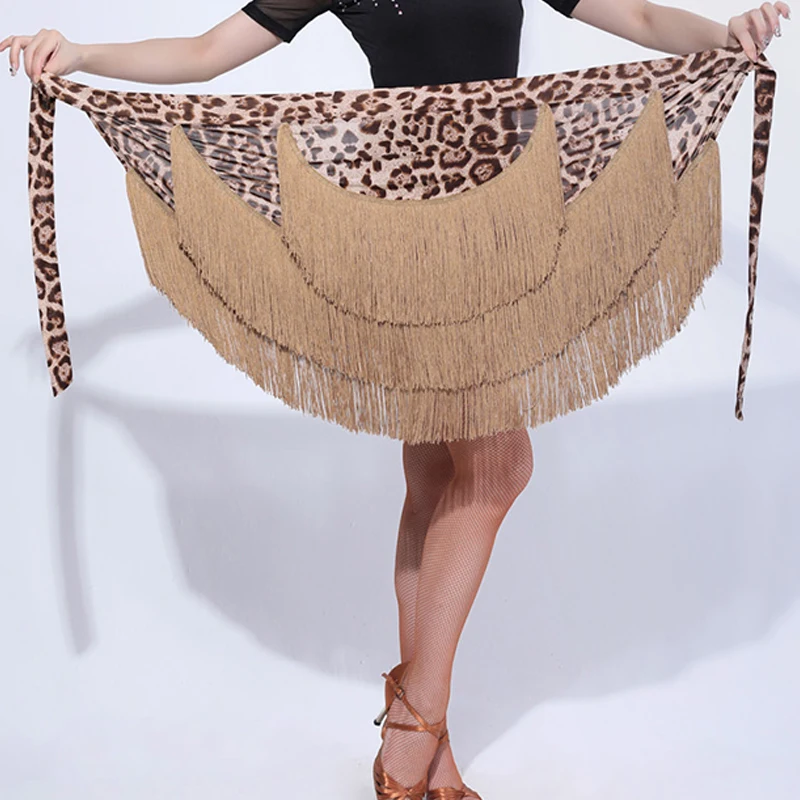 Юбка для латиноамериканских танцев с леопардовым принтом бахромой|latin dance skirt|pleated