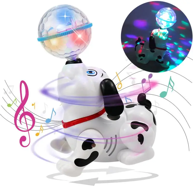 

Танцующий щенок, домашние животные, вращающийся топовый шар, электрическая игрушка-робот, собака с 3D подсветкой, музыка, щенок, электрическа...