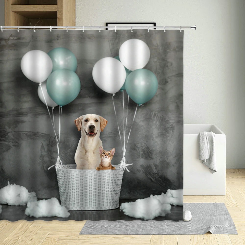 

Занавеска для душа с крючком, декоративная штора из полиэстера, для ванной комнаты, милая и интересная, для кошек и собак
