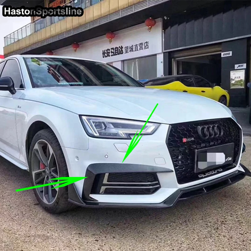 

A4 B9 S4 With Sline Carbon Fiber Fog Lamp Eyebrows Auto Car Front Lip Splitter Cover trim for Audi B9 S4 S-line 2017-2019