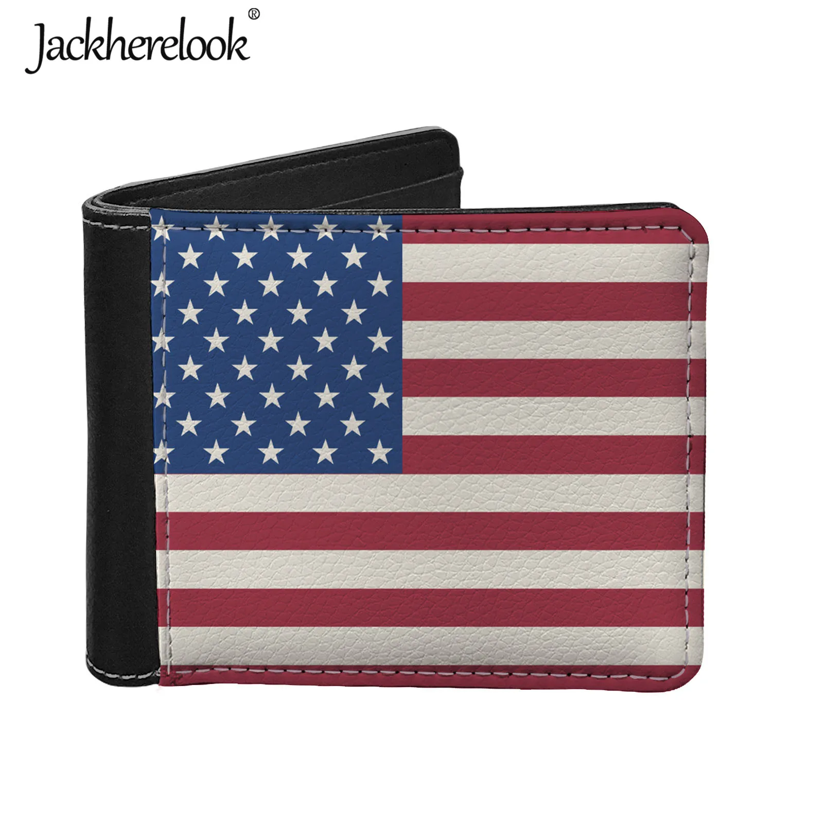 

Jackherelook American Flag Printing Mens Luxury PU Leather Coin Purse Durable Card Holder Wallet for Mens Moneyclip Wallet Bolsa