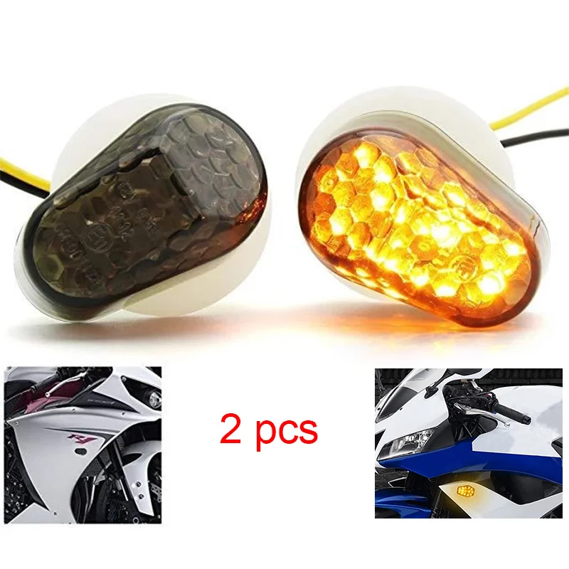 

2pcs Motorcycle Turn Signals Light LED Indicator Large Displacement Motorcycles Flush Mount Smoke Lens Lamp Accessory For Yamaha