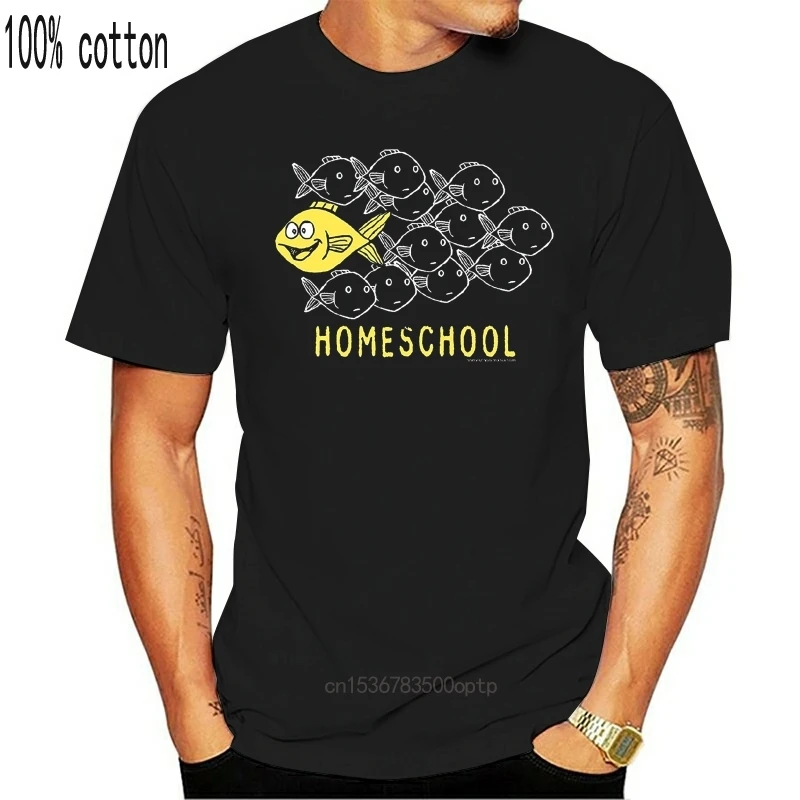 

Homeschool Fish T-Shirt 2017 Fashion 100% Cotton Slim Fit Top Funny Clothing Casual Short Sleeve T Shirts Colour Funny Printed