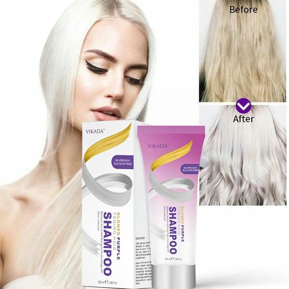 

100ml Blond Purple Toning Hair Shampoo Remove Yellow Blonde Yellow Hair To Ash Gray Dye Remove Purple Bleached Silver Toner E9f1