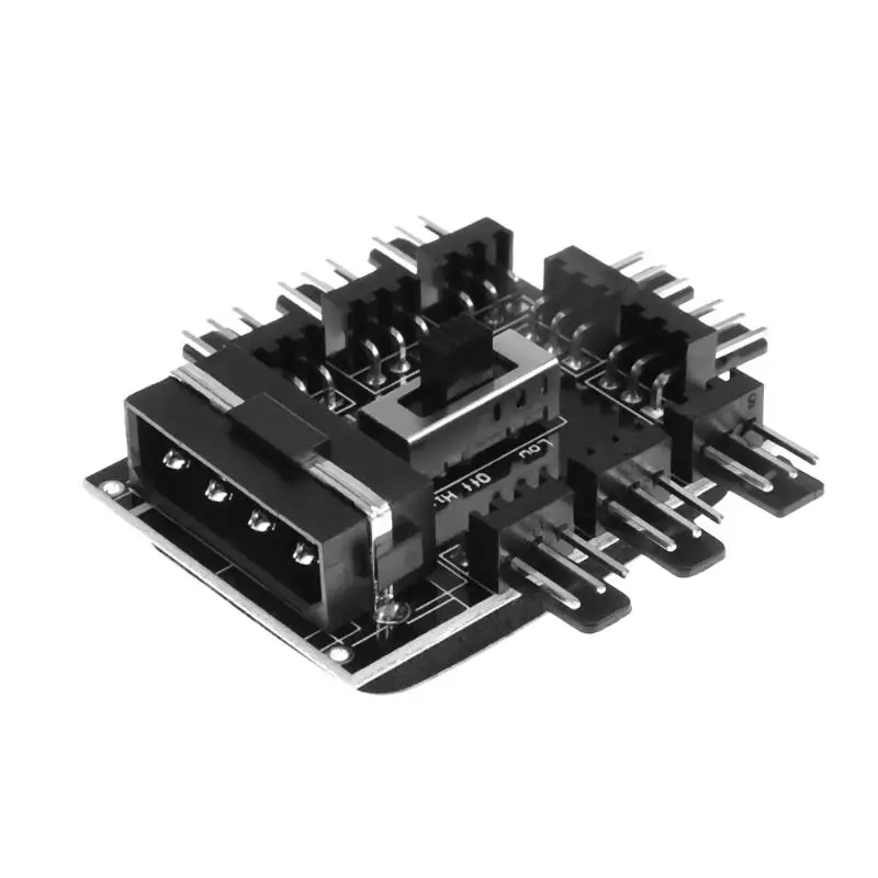 1 к 8 сплиттер для охлаждения кулеров вентиляторов с разъемом 3pin 12V Power Socket PCB Adapter и двумя режимами скорости управления на ПК компьютере с разъемом 4pin IDE Molex.
