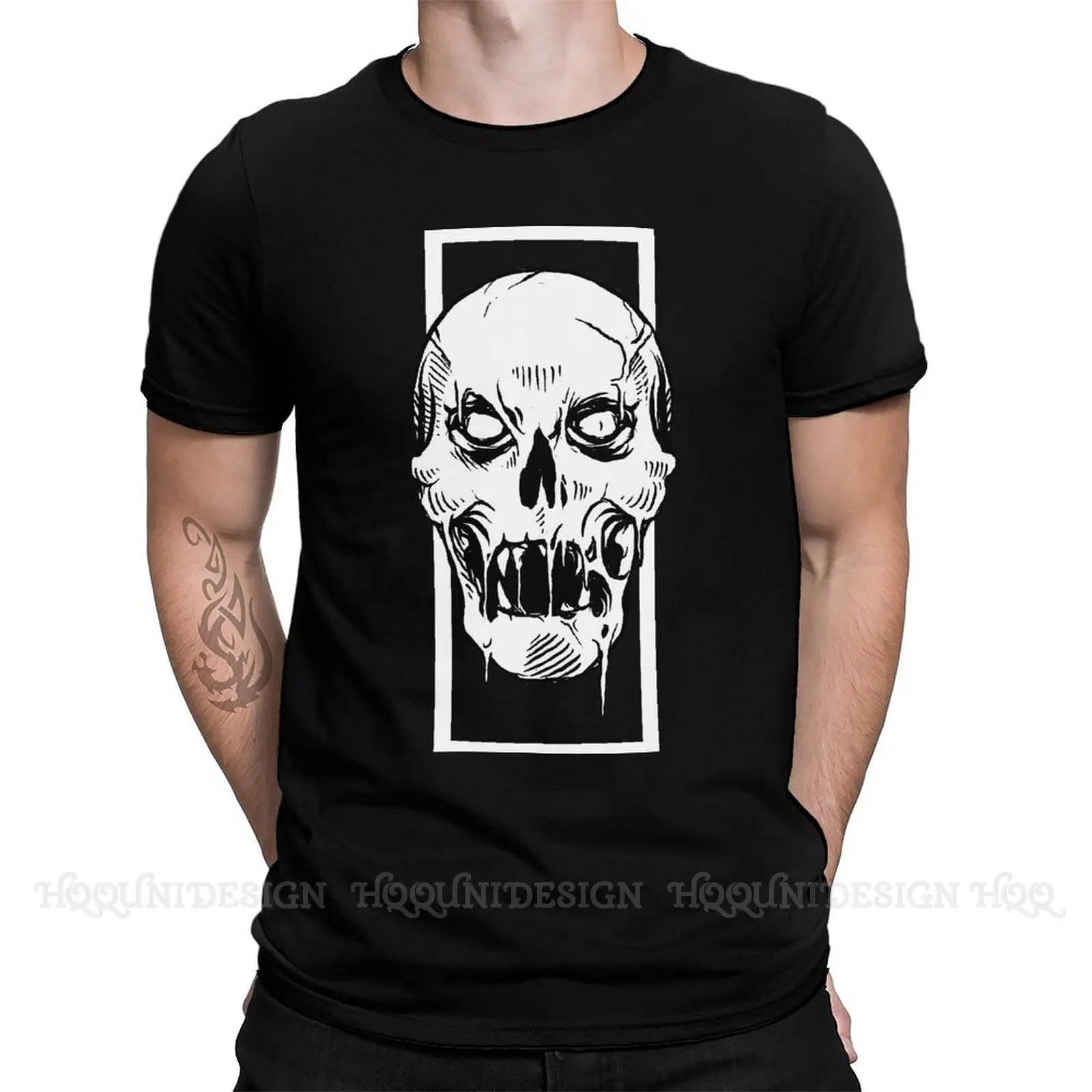 

Men's Death Skull Horror Vintage T Shirts Zombie Rocker Electric Guitar 100% Cotton Clothing Funny Short Sleeve Crewneck Tee