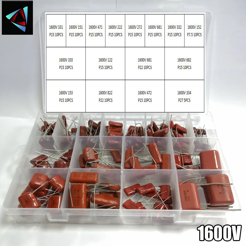 1600V 155 шт./кор. 24 типа 331 151 471 222 272 681 332 103 122 682 153 822 472 334 CBB на металлической пленке