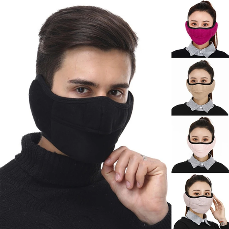 

Зимние толстые Наушники маска для лица для взрослых, для женщин и мужчин, маска для рта, ветрозащитная, мягкая, теплая маска для ушей, однотон...