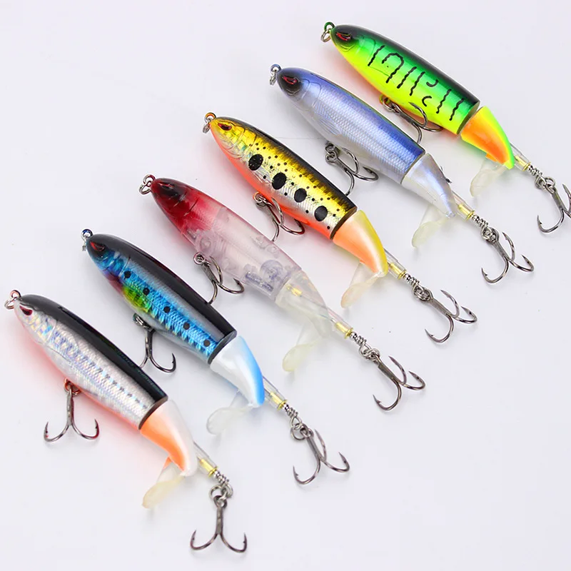 

Many Colors Popper Fishing Lure Artificial Hard Bait 3D Eyes Lures Soft Rotating Tail Wobblers Practical Carp Fishing Tackle