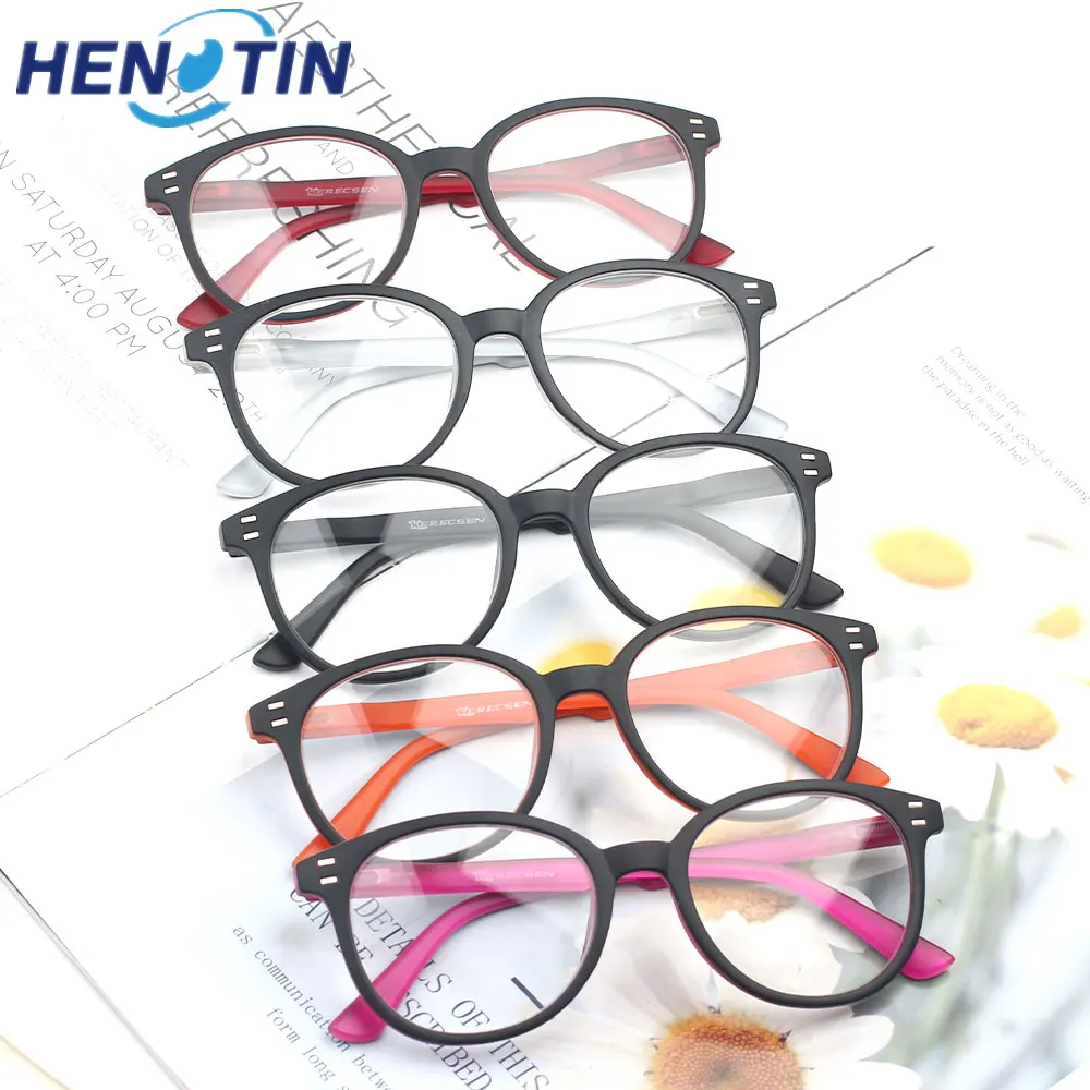 

Henotin 5 Pairs Retro Round Frame Reading Glasses Spring Hinge Large Readers Diopter +0.5 +1.75 +3.0 +4.0