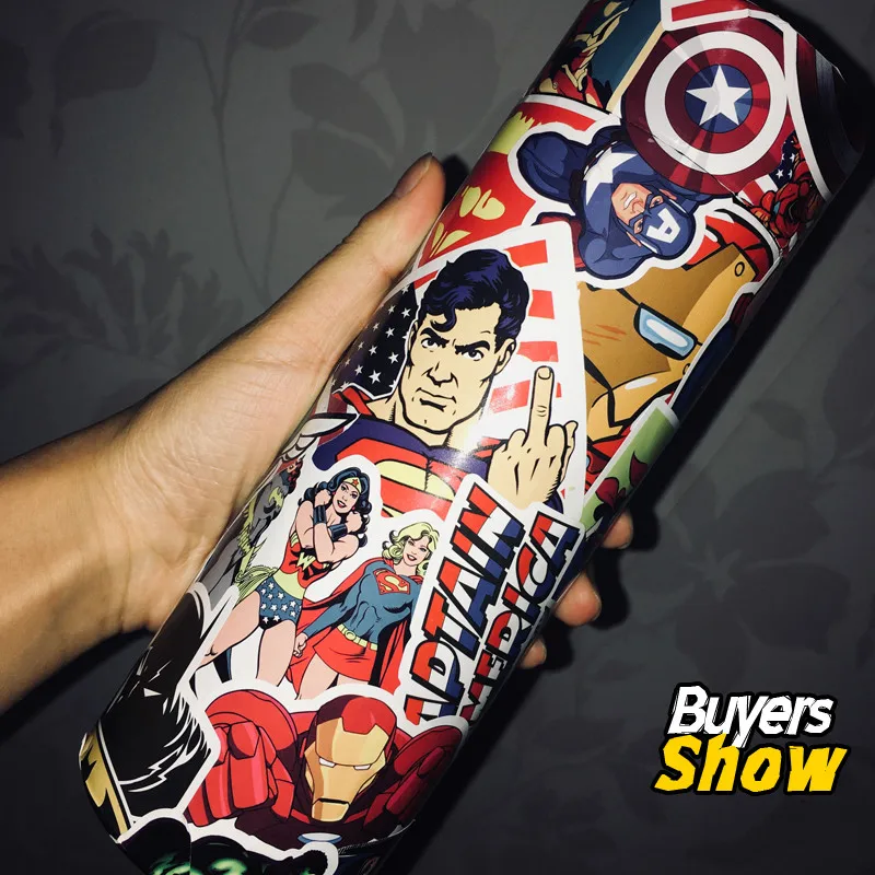 100 шт Мультяшные наклейки Marvel водонепроницаемые для ноутбука мото скейтборд