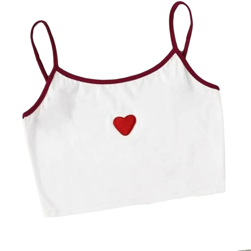 

2021 Fashion Trend Women Love Heart Print Crop Vest Top Casual Summer Stylish Ladies Clubwear Camisole Tank Sun-Tops