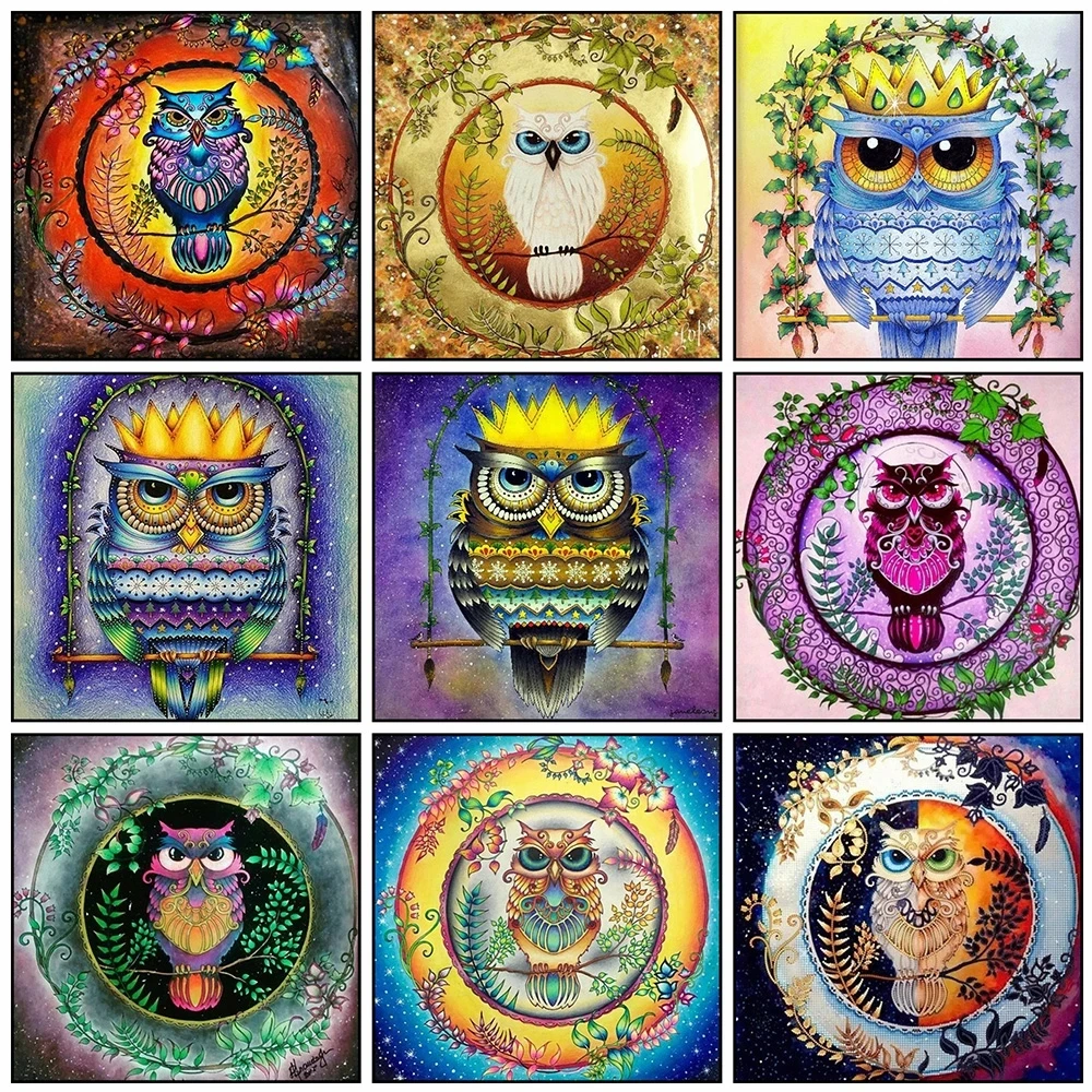 

Full Square Diamond Painting Owl Cross Stitch 5D Diy Diamond Embroidery Cartoon Rhinestone Pictures Mosaic Needlework Home Decor
