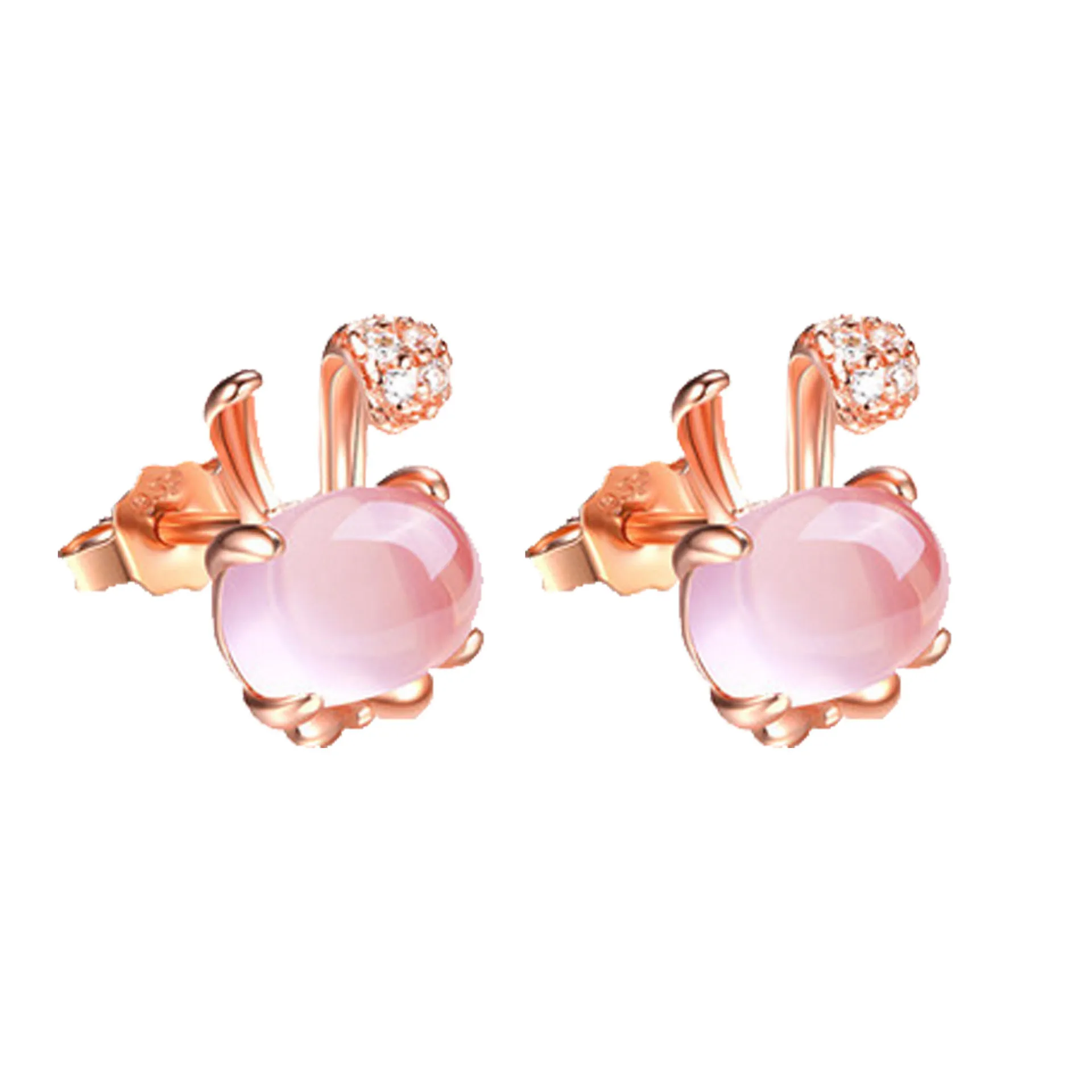 Популярные 925 Серебряные мозаичные розовые Кристальные серьги с кроликом модные