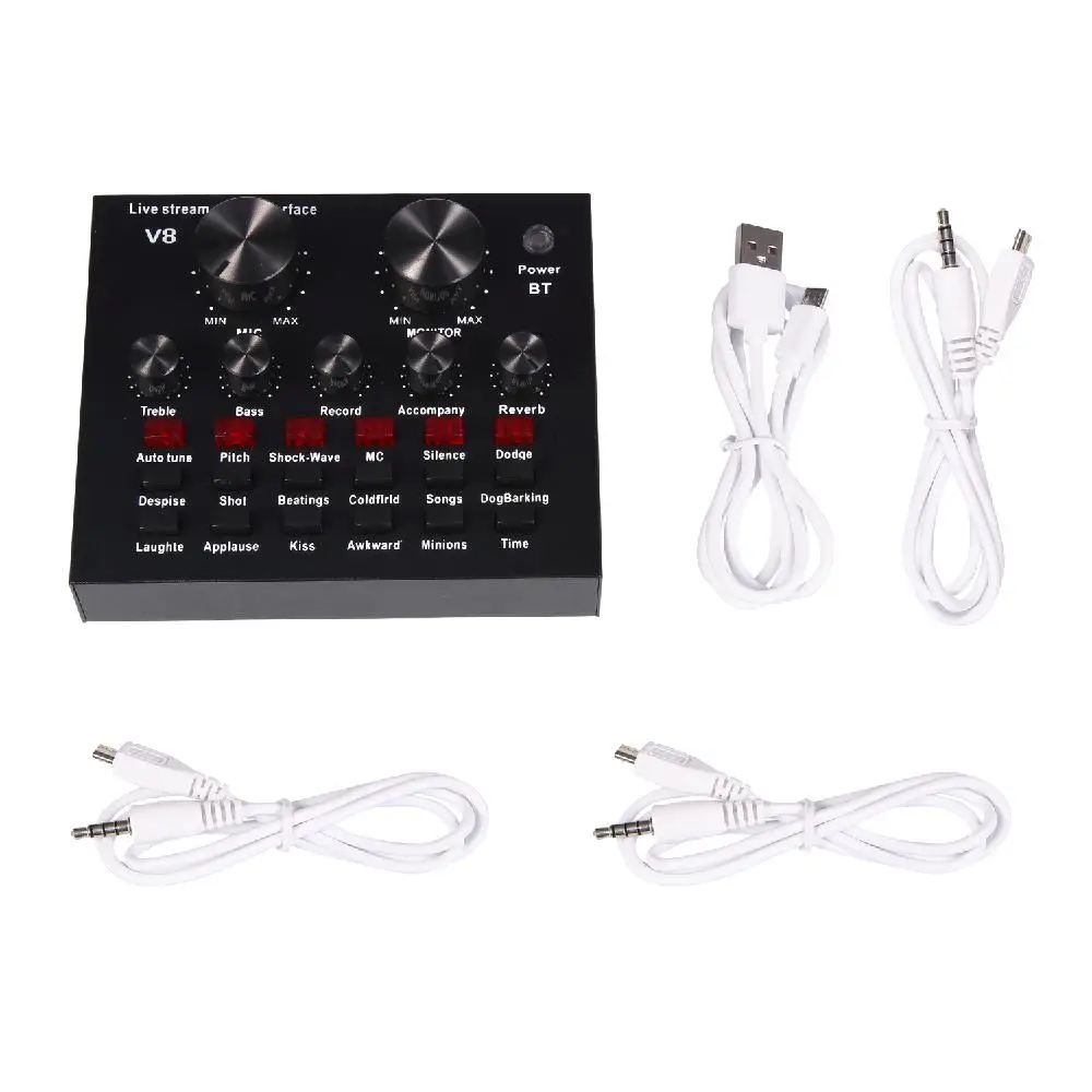 Studyset V8 Multifunctional Live Sound Card USB Audio Interface Intelligent Volume Adjustable Mixer | Электроника