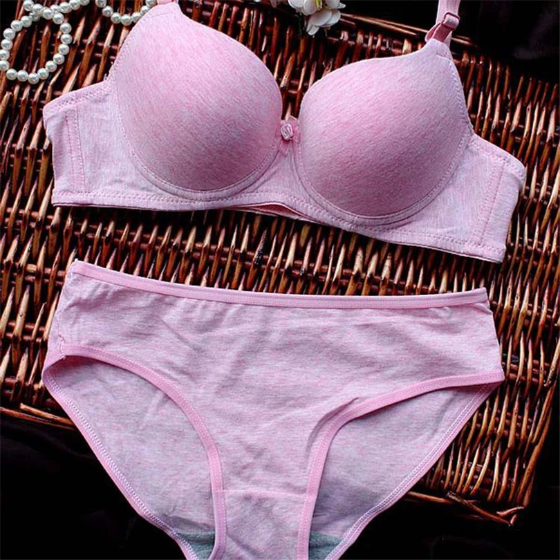 

Lingerie 4 Colors Women's Underwear Sujetador Cotton Panties And Bra Set Underwear Set Women Japanese Fashion Conjunto