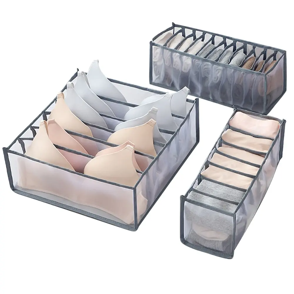 

Dormitory closet organizer for socks home separated underwear storage box 7 grids bra organizer foldable drawer organizer