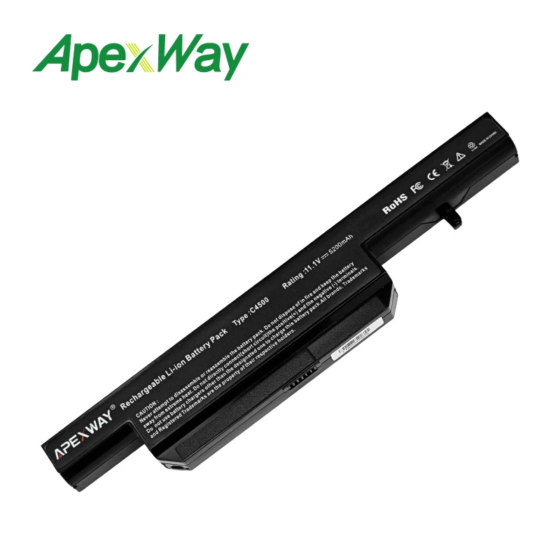 Аккумулятор Apexway для ноутбука 6600 мАч 6 ячеек CLEVO C4500BAT C4500BA T6 C4500BAT6 B4100M B4105 B5100M B5130M XESIA