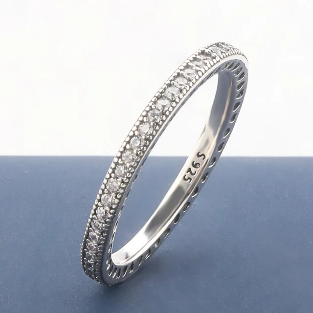 B097 серебряное бесконечное кольцо обручальное 750 белое золото высокое качество