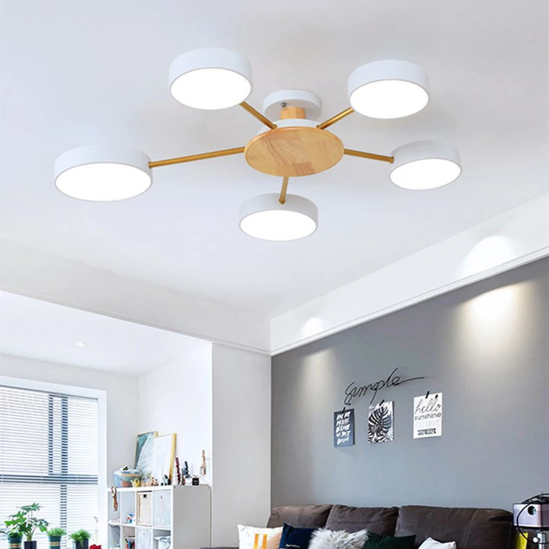 

Скандинавская индивидуальная потолочная лампа с радиальным дизайном, светодиодные светильники белого, серого и черного цвета для гостиной...