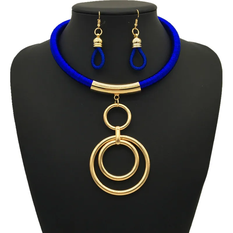 African Fashion Jewelry Set Women's Accessories Metal Ring Pendant Wedding nigerian beads necklace jewelry set | Украшения и