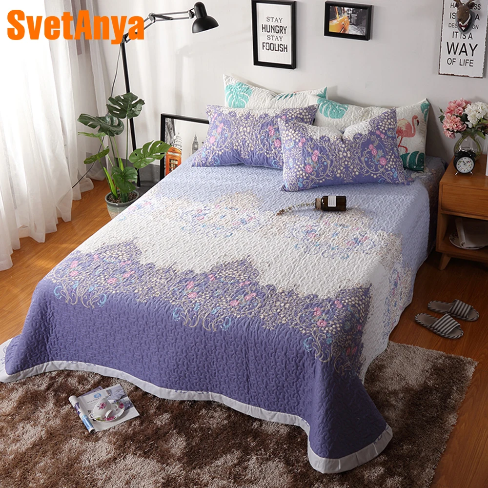 2018 фиолетовые богемные цветы стеганое постельное белье с принтом хлопок сшитое