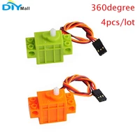4pcslot 9g servo geek servo 360 degree rotation servo for microbit lego robot smart car diy green orange for geekservo