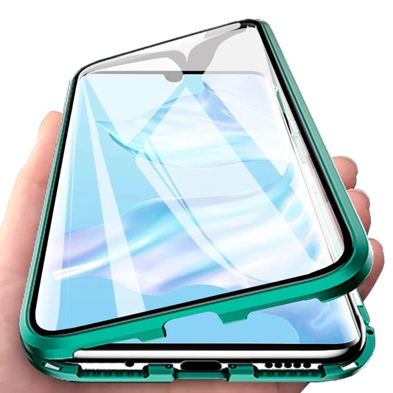 360 Fully Protective Magnetic Metal Double-sided Glass Case For Huawei Mate 20 30 P30 P20 P40 Lite For Honor 9X 8X 20 50 60 Pro