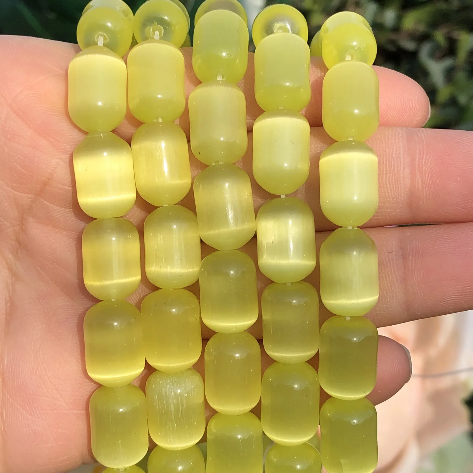 

10x14mm Cylinder Shape Yellow Cat Eye Opal Stone Loose Spacer Beads for Jewelry Making DIY Bracelet Necklace Accessories Earings