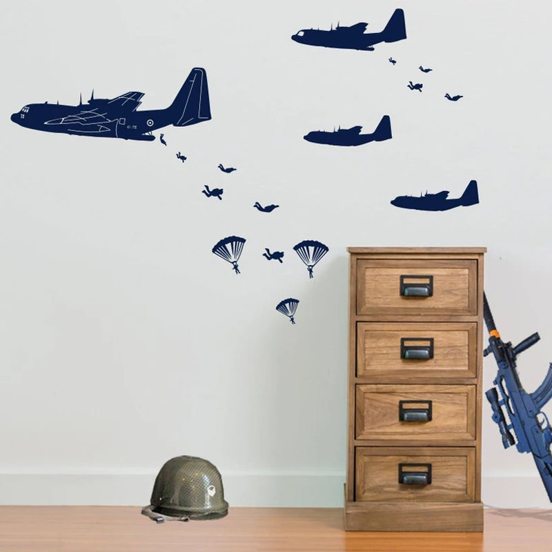 615blue Воздушный штурмовые солдаты вертолеты армии Военная Наклейка Винил Съемный Наклейка на стену Стикеры s для гостинной комнаты для мальчиков росписи диван WL216 - Color: 615blue