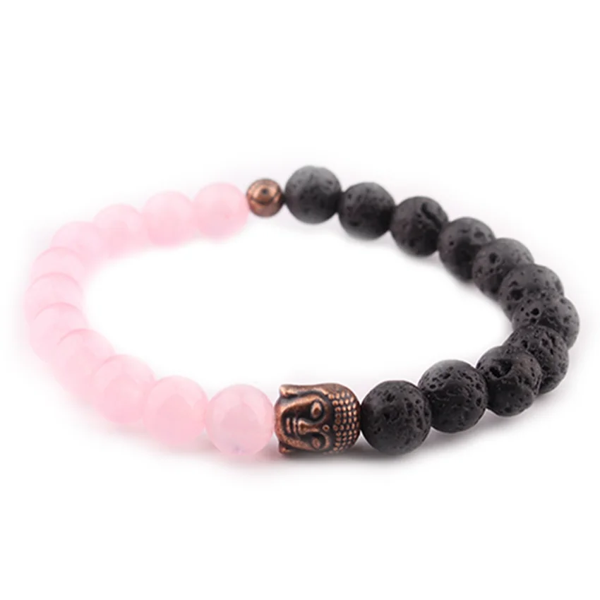 Религиозный стиль медный Будда подключение розовый кварцевый кристалл круглые