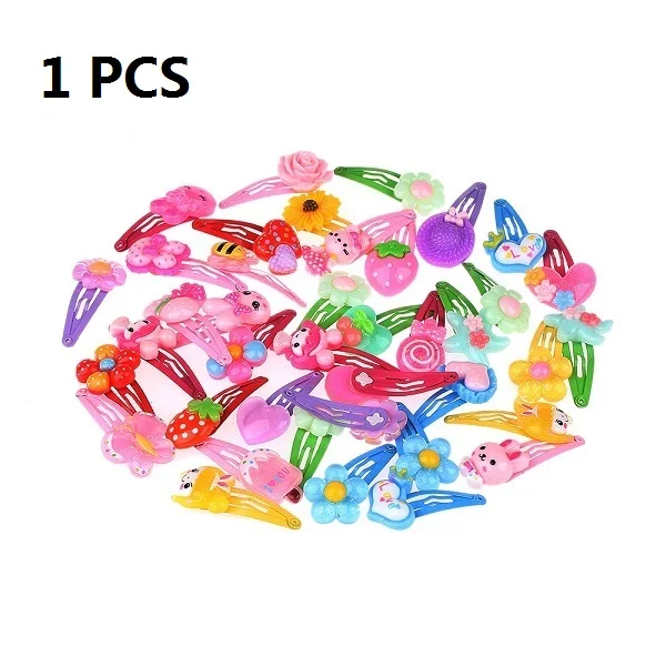 1Pc 1/5/10 шт девушка шпилька разных цветов с мультяшным рисунком детские заколки с цветочками и бабочками, в форме детские заколки аксессуары - Цвет: 1Pc
