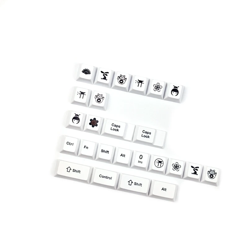 

PBT Cherry Profile Keycap 135 Keys Japanese Dye Sublimation Keycaps for Cherry MX Switch Mechanical Keyboard White