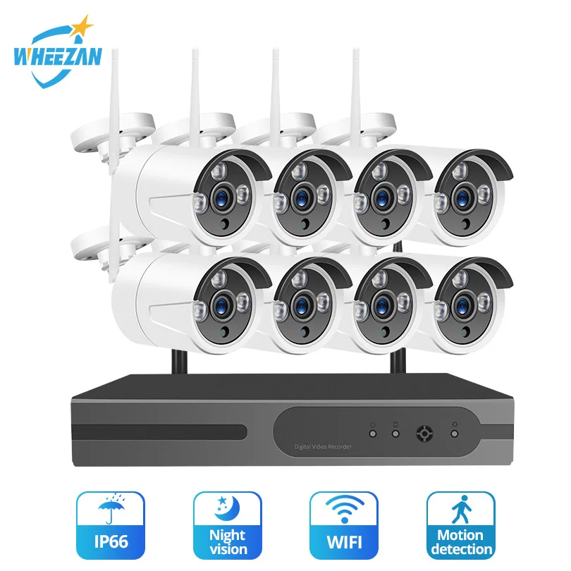 Wheezan система безопасности камеры 1080P 8CH Беспроводной NVR комплект CCTV Wifi домашний ip