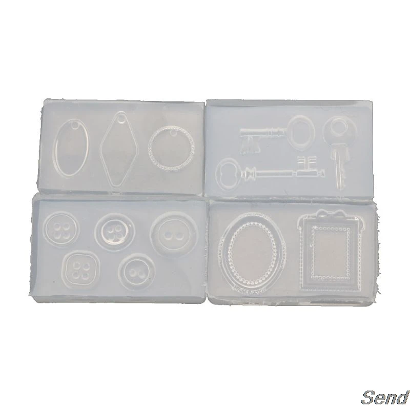 

4 шт. подвеска в виде ключа ручной работы, рамка для пуговиц из драгоценного камня, геометрическая форма, искусственная силиконовая форма, на...